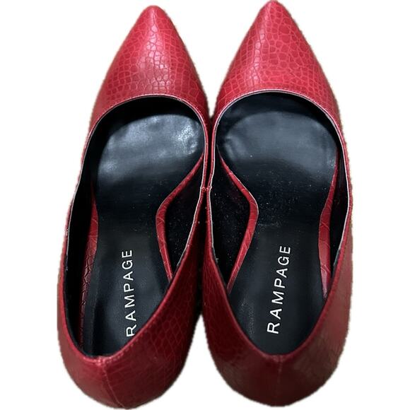 NWOT Rampage Red Croc Embossed Pointed Toe Pump Heels Shoes. Size 6.5 - Picture 4 of 8